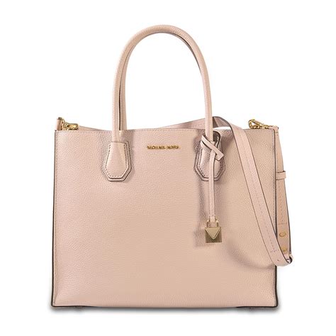 michael kors mercer 30fggm9t3l soft pink lg conv tote leather|Michael Kors Mercer Large Leather Tote.